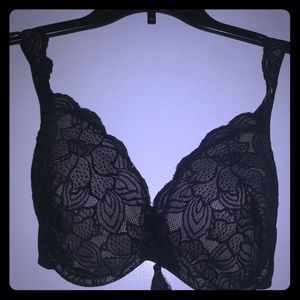 Black lace padded shoulder bra